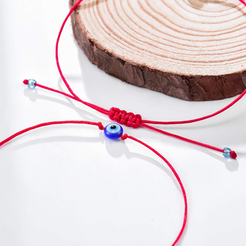Shonyin Evil Eye Bracelet Lucky Good Luck Red String Bracelet Rakhi for Brother Set of 2 Protection Kabbalah Ojo Turco Mal De Adjustable Bracelets Handmade Nazar Amulet Jewelry Gift For Women Men Christmas Father's Day Family Friend 2pcs - Image 4